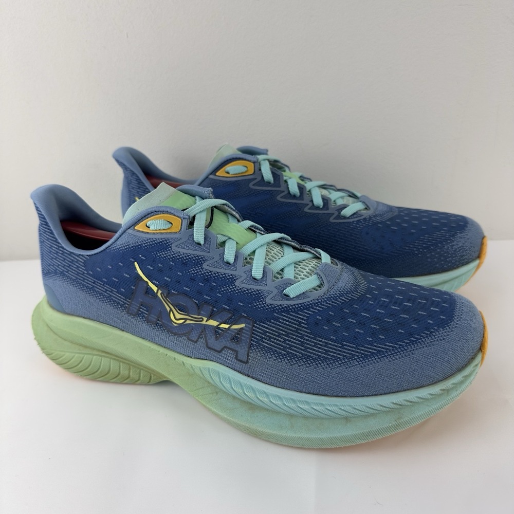 HOKA ONE ONE Men Mach 6 Blue Green Running Shoes US 10.5 D Lightweight Trainer